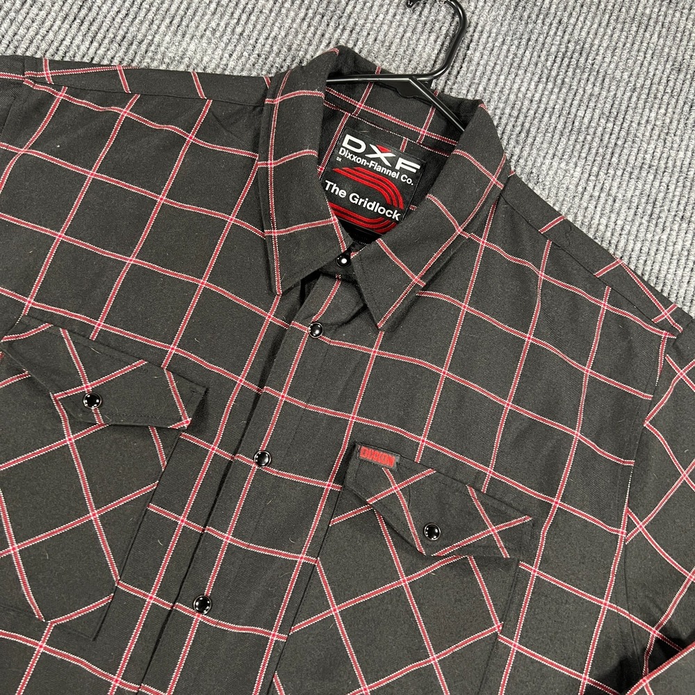Dixxon Flannel Shirt The Gridlock Mens 3XL Black Check Long Sleeve Pearl Snap